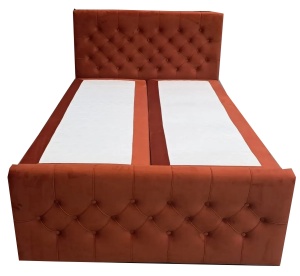 Pat din catifea portocalie 140x200 cm Kosta Boxspring FURPOL