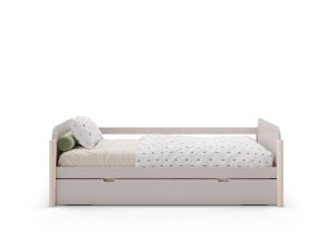 Pat extensibil crem/alb din lemn 90x190 cm Enola Trundle The Home Collection