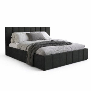 Pat negru din catifea 160x200 cm Slim FURPOL