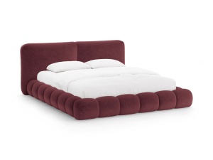 Pat rosu cireasa din textil 180x200 cm Solange Harmony Micadoni