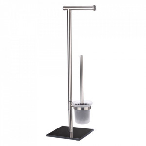 Perie toaleta cu suport hartie igienica argintie din metal Lima Wenko