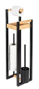 Perie toaleta cu suport hartie igienica negru/maro din metal Braidi Wenko