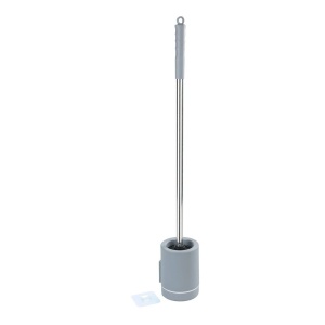 Perie toaleta gri/argintie din plastic Stand Wenko