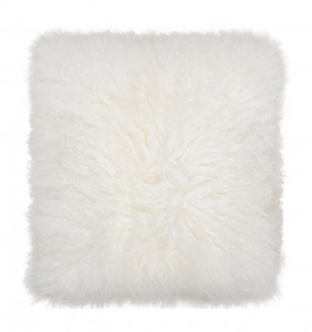 Perna decorativa patrata crem din blana si poliester 40x40 cm Tibetan Lamb Fur LifeStyle Home Collection