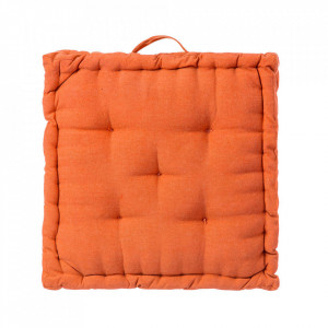 Perna patrata portocalie din poliester si bumbac pentru podea 45x45 cm Loving Colours The Home Collection