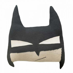 Perna pentru copii gri din bumbac 30x35 cm Bat Boy Lorena Canals
