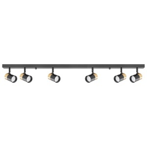 Plafoniera cu 6 spoturi neagra/aurie din metal Fori Zuma Line