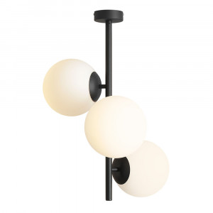 Plafoniera neagra/alba din sticla cu 3 becuri Fin Quiet Object