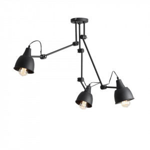 Plafoniera neagra din metal cu 3 becuri Aida Quiet Object
