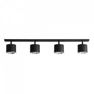 Plafoniera neagra din metal cu 4 becuri Bot Quiet Object