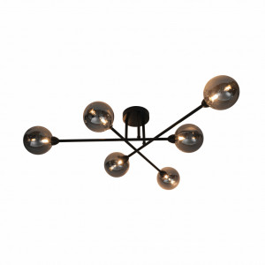 Plafoniera neagra din metal cu 6 becuri Basis Zuma Line
