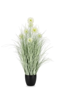Planta artificiala cu ghiveci verde/alba din fibre sintetice 105 cm Cebolla Bizzotto