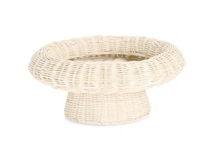 Platou cu picior decorativ bej din ratan 35 cm Irele Bizzotto