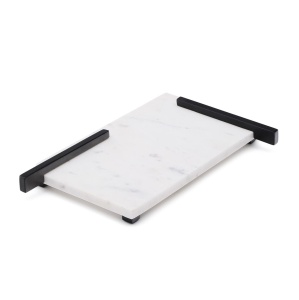 Platou pentru servire alb/negru din marmura 20x35 cm Vira Kave Home