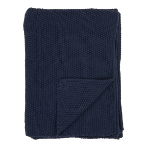 Pled albastru inchis din bumbac 130x170 cm Santos House Nordic