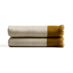 Pled crem/galben din bumbac 130x170 cm Orlet Kave Home