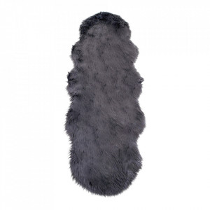 Pled gri din fibre sintetice 60x180 cm Mahia House Nordic