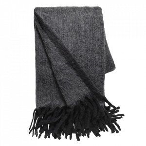 Pled gri/negru din lana si fibre acrilice 130x170 cm Mathea Cozy Living Copenhagen