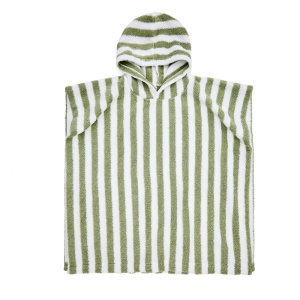 Poncho alb/verde din bumbac Nuni Kave Home