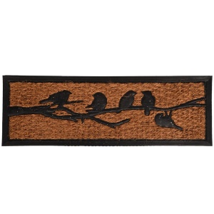 Pres intrare maro/negru din fibre naturale 26x76 cm Birds Esschert Design