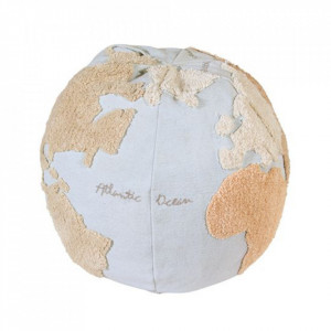 Puf rotund multicolor din bumbac 50 cm World Map Lorena Canals