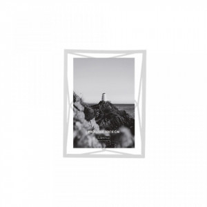 Rama foto alba din metal si sticla 16x21 cm Nuri White LifeStyle Home Collection