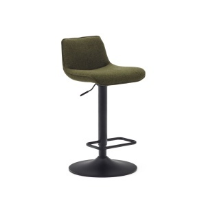 Scaun bar ajustabil verde/negru din textil Zenda Kave Home