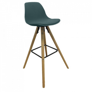 Scaun bar albastru/maro din lemn si plastic Scandinave The Home Collection