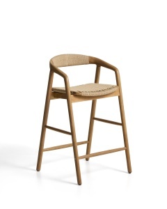 Scaun bar bej/maro deschis din lemn Derile Kave Home