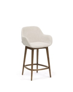 Scaun bar bej/maro inchis din textil Konna Kave Home