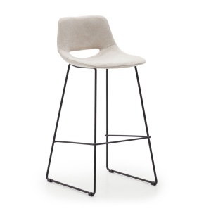 Scaun bar bej/negru din textil Zahara Kave Home