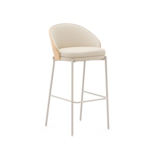 Scaun bar crem din piele ecologica Eamy Tall Kave Home