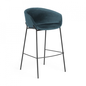 Scaun bar din catifea verde Yvette Kave Home