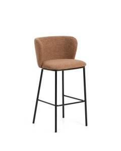 Scaun bar maro teracota/negru din textil Ciselia Chenille Kave Home