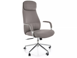 Scaun birou gri din piele ecologica Q-05 The Home Collection