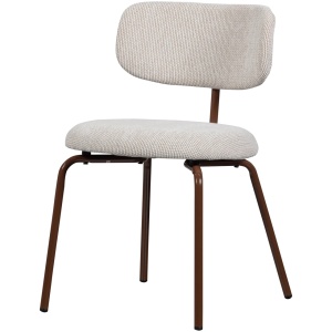 Scaun dining alb antic/maro din textil Travis Woood