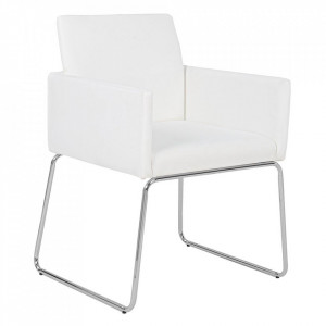 Scaun dining alb/argintiu din piele ecologica Sixty Bizzotto