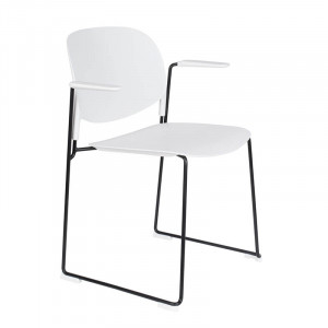 Scaun dining alb/negru din metal Stacks Arm Quiet Object