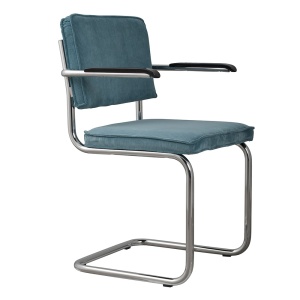 Scaun dining albastru din textil Ridge Rib 12A Zuiver
