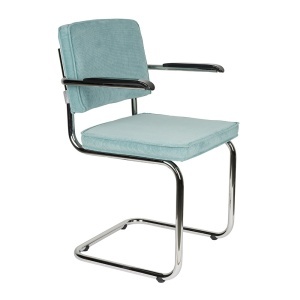 Scaun dining albastru din textil Ridge Rib 12A Zuiver