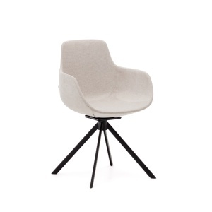Scaun dining bej din piele ecologica Tissiana Kave Home