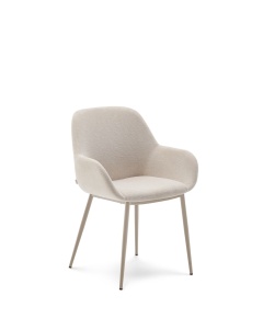 Scaun dining bej din textil Konna Steel Kave Home