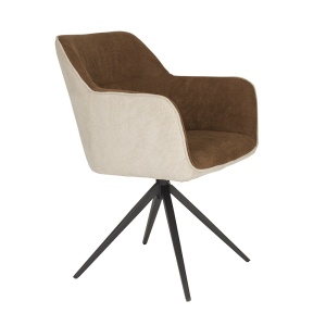 Scaun dining bej/maro din textil Daley Quiet Object