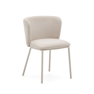 Scaun dining crem/alb din textil Ciselia Boucle Kave Home