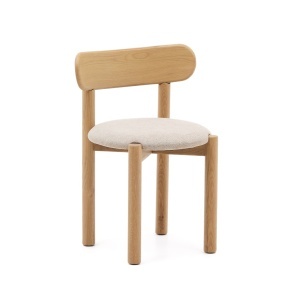 Scaun dining crem/maro din textil Nebai Kave Home