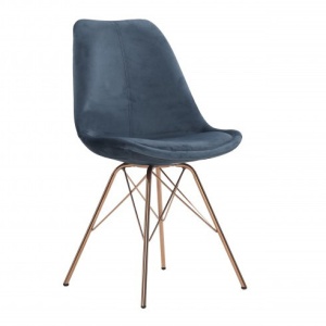 Scaun dining din catifea albastra Scandinavia The Home Collection