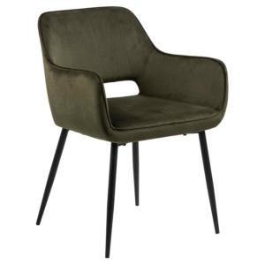Scaun dining din catifea verde oliv Ranja Quiet Object