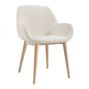Scaun dining din textil alb Konna Kave Home