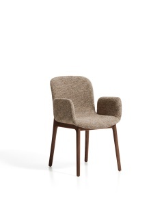 Scaun dining din textil bej Elnor Dark Arms Chenille FR Kave Home