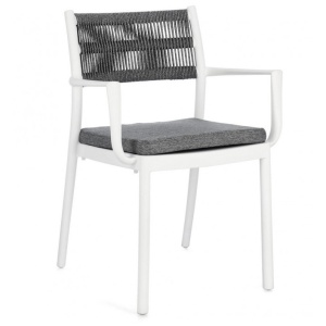 Scaun dining exterior alb/gri inchis din plastic Alvin Rest Bizzotto